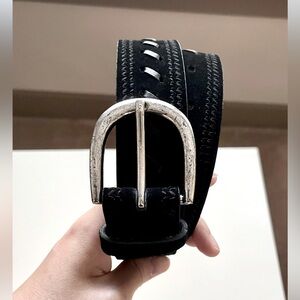 MANGO black suede leather look belt size M